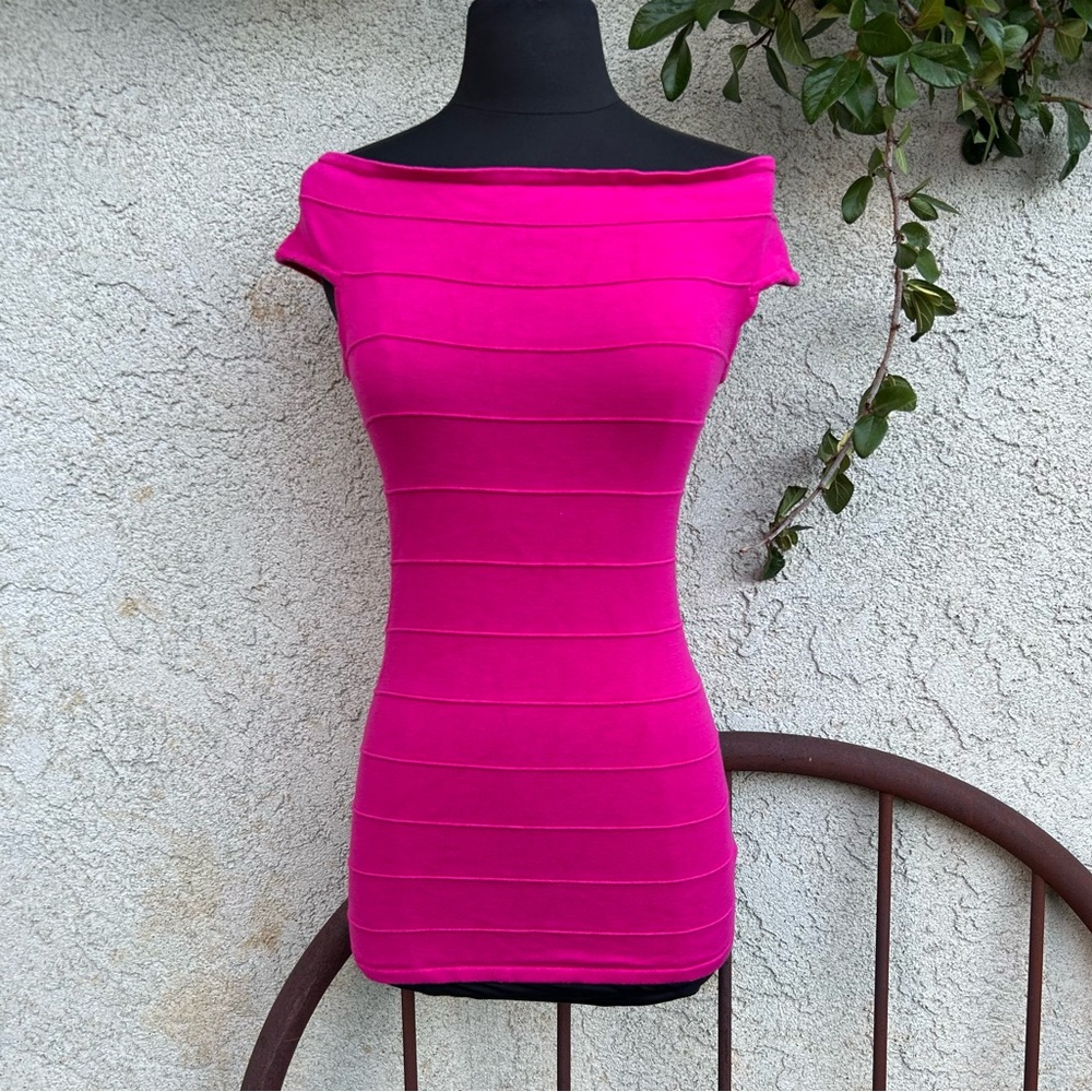 Vintage Tea/F Pink Off the Shoulder Top, Y2K Streetwear Party  Mini Dress